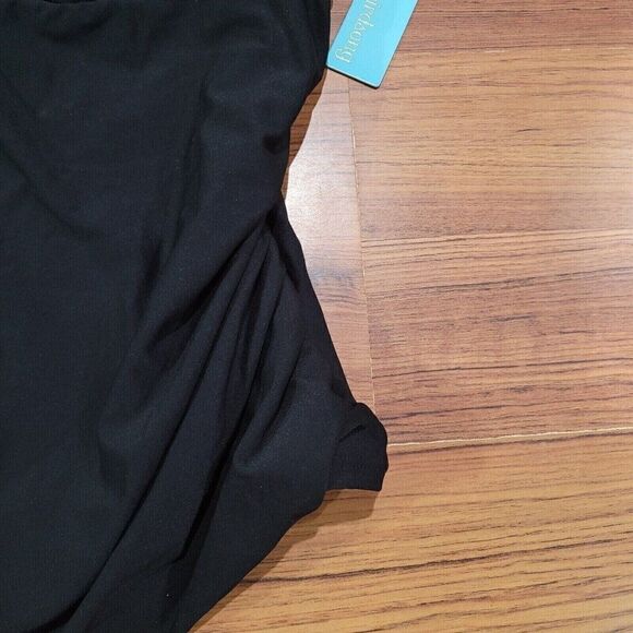 Birdsong ECO ONYX‎ Plus Size 20W Shirred Ruched Underwire Tankini Swim Top Black - Picture 9 of 11